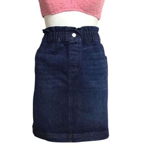 Loft Blue Denim Paper Bag Waist Mini Skirt Size Large - Picture 1 of 8